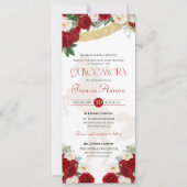 Red White Gold Blooms Papado Picado Charro Quince Einladung (Vorderseite)