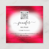 Red White Gold Floral Frame QRCode Logo Quadratische Visitenkarte (Rückseite)