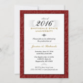 Red White & Gold (für sie) Elegant Grad Invite Einladung (Vorderseite)