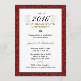 Red White & Gold (für sie) Elegant Grad Invite Einladung