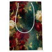 Red White Gold Green Blume Mittlere Geschenktüte (Vorderseite)