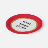 Red White Gold Ihr Logo hier Vorlage Pappteller (Schrägansicht)