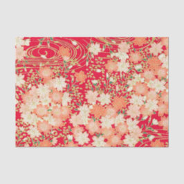 Red White Gold Japanischer Kimono Blumendekoupage Seidenpapier