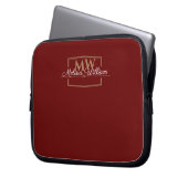 Red White Gold Monogram Name Script Laptopschutzhülle (Vorderseite Links)