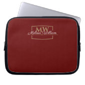 Red White Gold Monogram Name Script Laptopschutzhülle (Vorderseite)