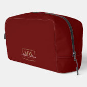 Red White Gold Monogram Name Script Waschbeutel (Rechte Ecke)