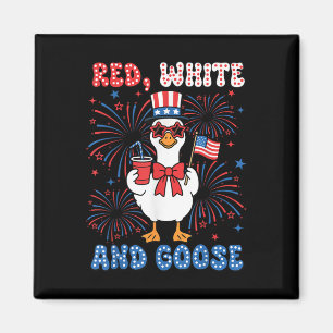 Red White Goose America Gänse 4. Juli US-Flagge Magnet