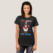 Red White Goose America Gänse 4. Juli US-Flagge T-Shirt (Vorne ganz)