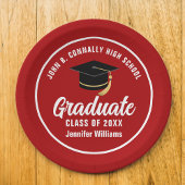 Red White Graduate Custom 2025 Graduation Party Pappteller