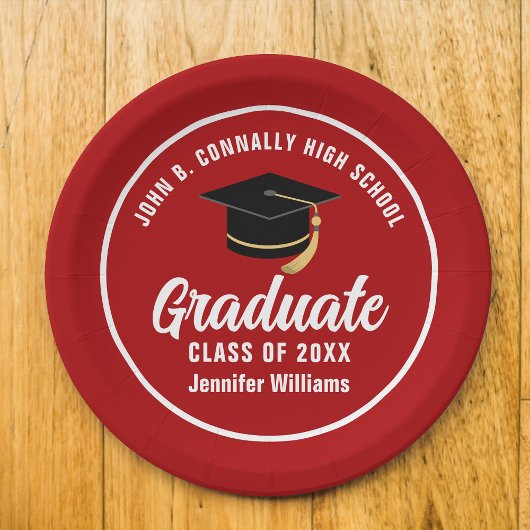 Red White Graduate Custom 2025 Graduation Party Pappteller