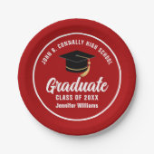 Red White Graduate Custom 2025 Graduation Party Pappteller (Vorderseite)