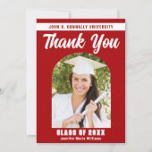 Red White Graduate Foto Arch 2025 Abschluss Dankeskarte (Vorderseite)