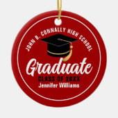 Red White Graduate Modern 2025 Custom Abschluss Keramik Ornament (Vorne)