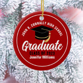 Red White Graduate Modern 2025 Custom Abschluss Keramik Ornament