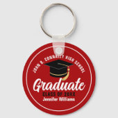 Red White Graduate Modern 2025 Custom Abschluss Schlüsselanhänger (Vorderseite)