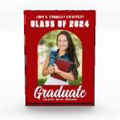 Red White Graduate Modern Arch Graduation Party Fotoblock (Vorderseite)