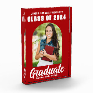Red White Graduate Modern Arch Graduation Party Fotoblock