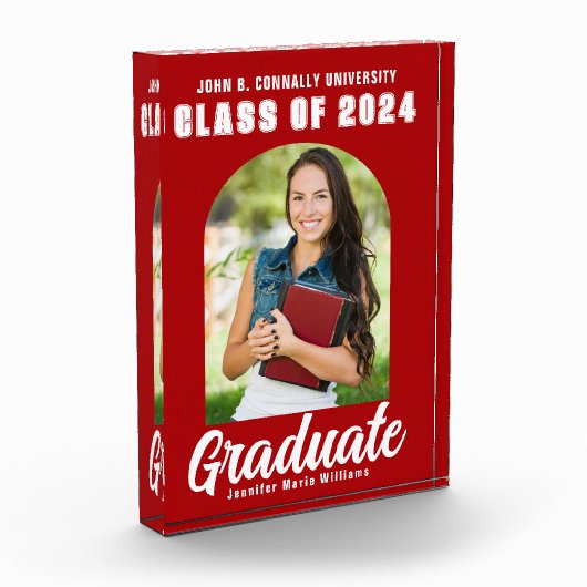 Red White Graduate Modern Arch Graduation Party Fotoblock (Links)