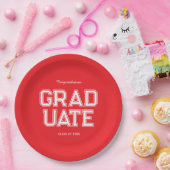Red & White Graduation Party Customizable Pappteller (Party)