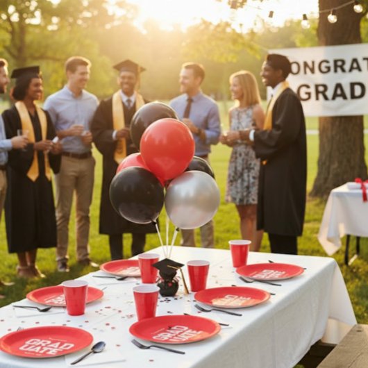 Red & White Graduation Party Customizable Pappteller