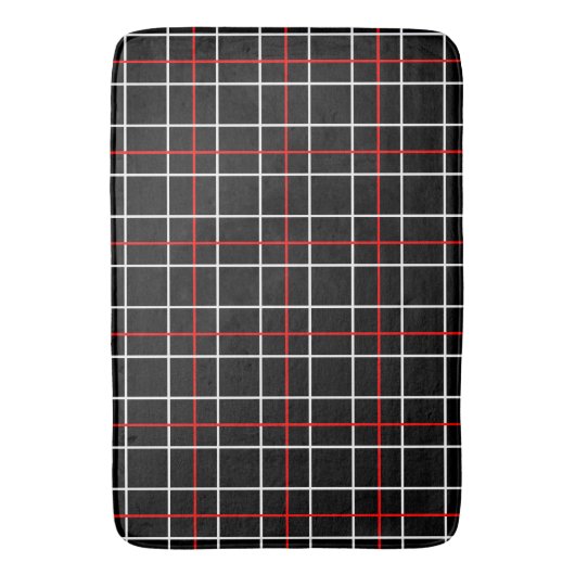 Red White Graphical Lines Black Plaid Design  Badematte (Vorderseite Vertikal)