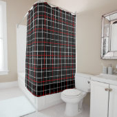 Red White Graphical Lines Black Plaid Design  Duschvorhang (Beispiel)