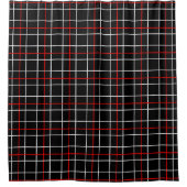 Red White Graphical Lines Black Plaid Design  Duschvorhang (Vorderseite)