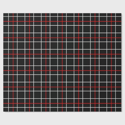 Red White Graphical Lines Black Plaid Design  Geschenkpapier (Flach)