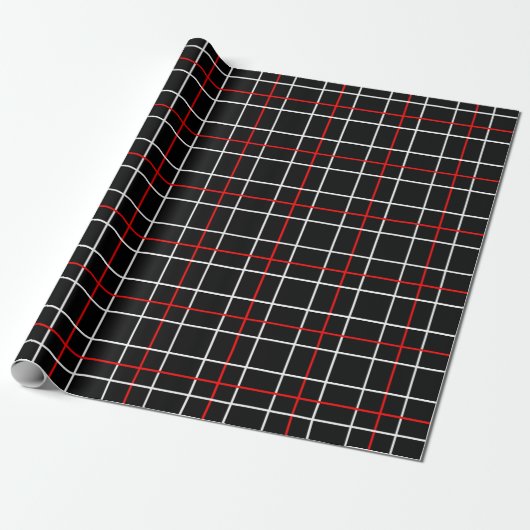 Red White Graphical Lines Black Plaid Design Geschenkpapier (Ungerollt)