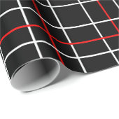 Red White Graphical Lines Black Plaid Design  Geschenkpapier (Rolleneckpunkt)