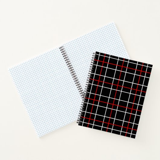 Red White Graphical Lines Black Plaid Design Notizblock (Innenseite)