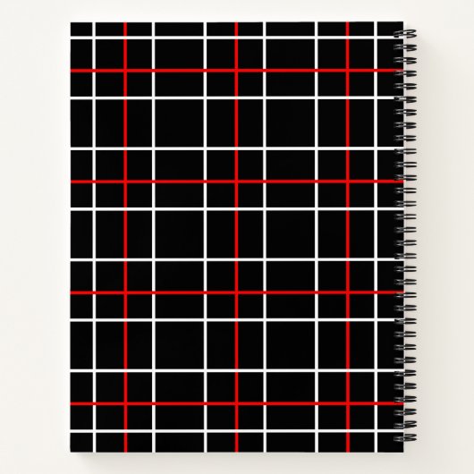 Red White Graphical Lines Black Plaid Design Notizblock (Rückseite)