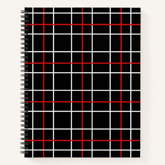 Red White Graphical Lines Black Plaid Design Notizblock (Vorderseite)