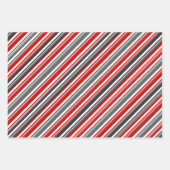 Red White Gray Candy Cane Stripe Holiday Geschenkpapier Set (Vorderseite)