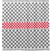 Red White Gray Checkered Duschvorhang (Vorderseite)