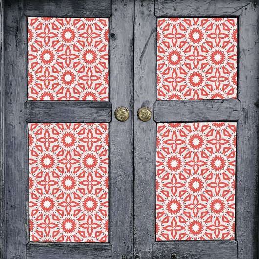 Red White Gray Ethnic Boho Chic Mosaic Geometric Seidenpapier