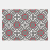 Red White Gray Ethnic Mosaic geometrische Muster Geschenkpapier Set (Vorderseite 2)