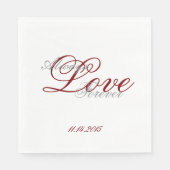 Red White Gray Liebe immer Hochzeit Serviette (Vorderseite)