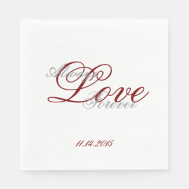 Red White Gray Liebe immer Hochzeit Serviette