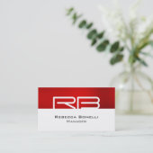 Red White Gray Monogram Manager Business Card Visitenkarte (Stehend Vorderseite)