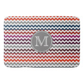 Red White Gray Zickzack Zigzag Monogram Badematte (Vorderseite)
