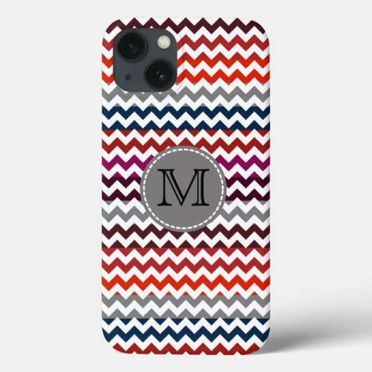 Red White Gray Zickzack Zigzag Monogram Case Mate (Rückseite)