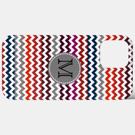 Red White Gray Zickzack Zigzag Monogram Case-Mate iPhone Hülle (Rückseite (Horizontal))