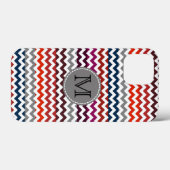 Red White Gray Zickzack Zigzag Monogram Case-Mate iPhone Hülle (Rückseite (Horizontal))