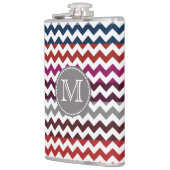 Red White Gray Zickzack Zigzag Monogram Flachmann (Links)