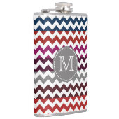 Red White Gray Zickzack Zigzag Monogram Flachmann (Rechts)