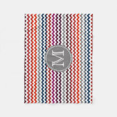 Red White Gray Zickzack Zigzag Monogram Fleecedecke (Vorderseite)