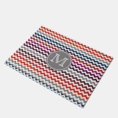 Red White Gray Zickzack Zigzag Monogram Fußmatte (Schrägansicht)