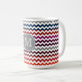 Red White Gray Zickzack Zigzag Monogram Kaffeetasse (VorderseiteRechts)