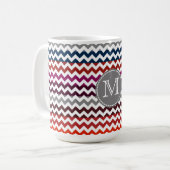 Red White Gray Zickzack Zigzag Monogram Kaffeetasse (Vorderseite Links)